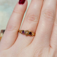 Victorian 18 carat garnet and pearl ring-Antique rings-The Antique Ring Shop