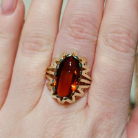 14 carat gold ring with madeira citrine-Vintage Rings-The Antique Ring Shop