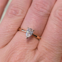 Pear cut diamond solitaire ring in 18 carat gold-engagement rings-The Antique Ring Shop