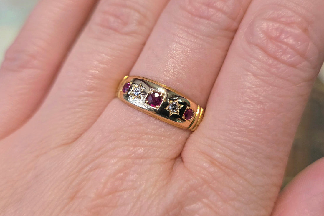 Victorian ruby and diamond gypsy ring-Antique rings-The Antique Ring Shop