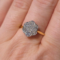 Edwardian old cut diamond cluster ring