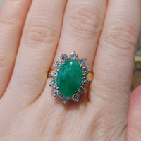 18 carat diamond and jade cluster ring-Vintage Rings-The Antique Ring Shop