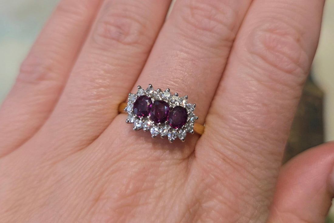 Vintage ruby and diamond ring in 18 carat gold-The Antique Ring Shop