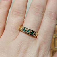 Emerald and diamond 18 carat gold ring-Vintage rings-The Antique Ring Shop