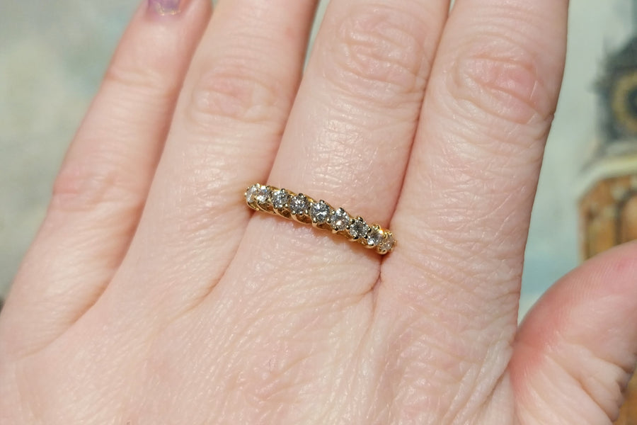 Diamond half eternity band in 18 carat gold-Vintage Rings-The Antique Ring Shop