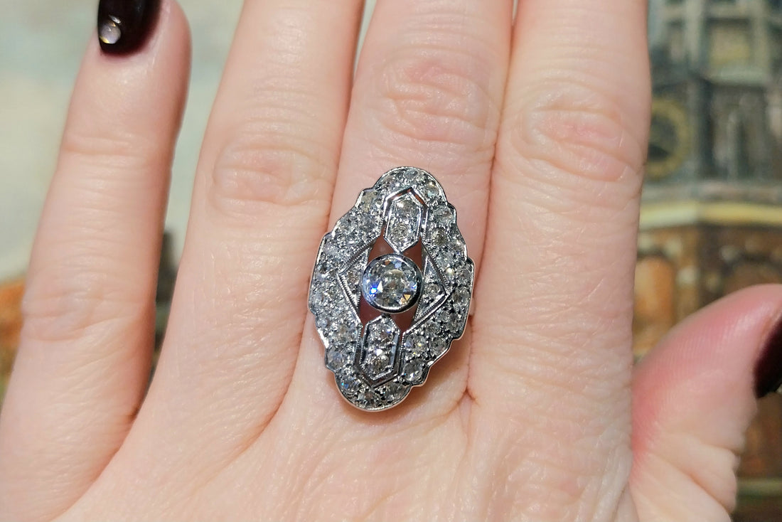 Art Deco diamond ring in white gold-The Antique Ring Shop