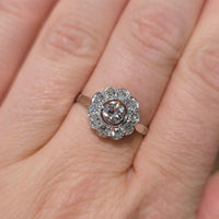 Old cut diamond cluster ring in white gold-engagement rings-The Antique Ring Shop
