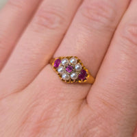 Ruby and pearl ring from 1878-The Antique Ring Shop
