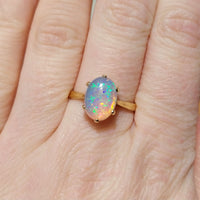 Cabochon opal ring in 18 carat gold-Vintage Rings-The Antique Ring Shop