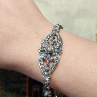 Rose diamond bracelet in silver and 14 carat gold-Bracelets-The Antique Ring Shop