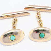 15 carat rose gold cuff links with turquoise stones-Cuff links-The Antique Ring Shop, Amsterdam