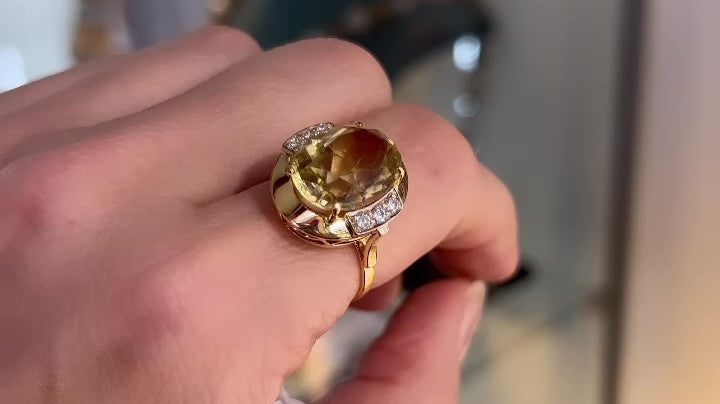 Citrine and diamond ring in 14 carat gold