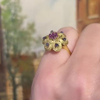Ruby and sapphire ring in 18 carat gold