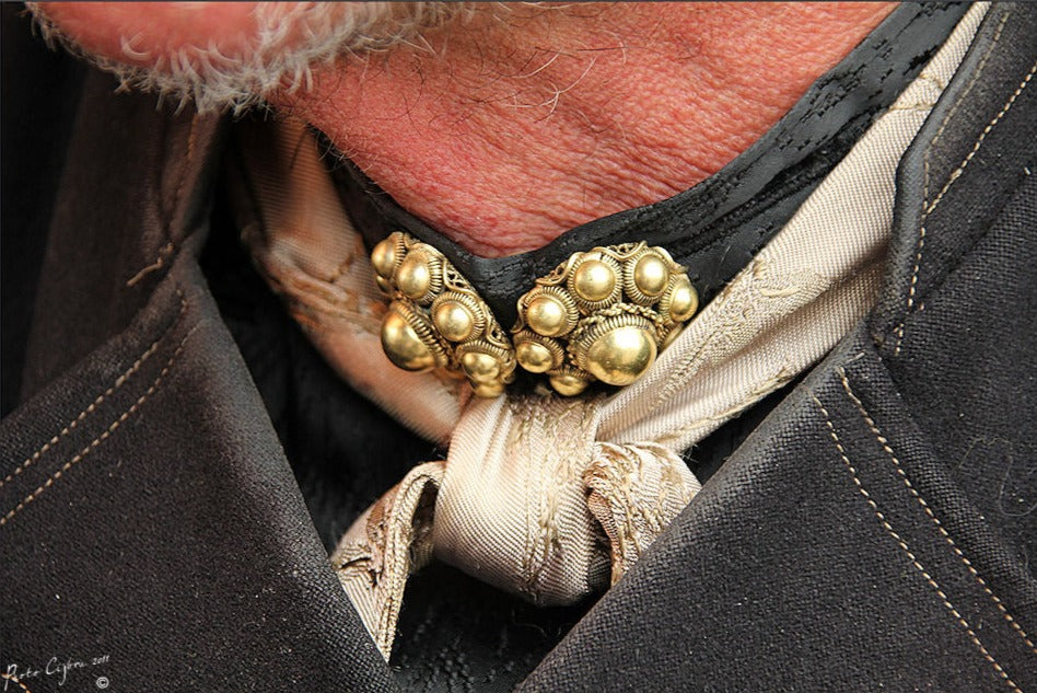 A large pair of antique Dutch gold buttons-Brooches & Lapel Pins-The Antique Ring Shop