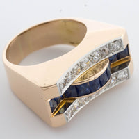 Art Deco style sapphire and diamond ring in rose gold.-Antique rings-The Antique Ring Shop, Amsterdam