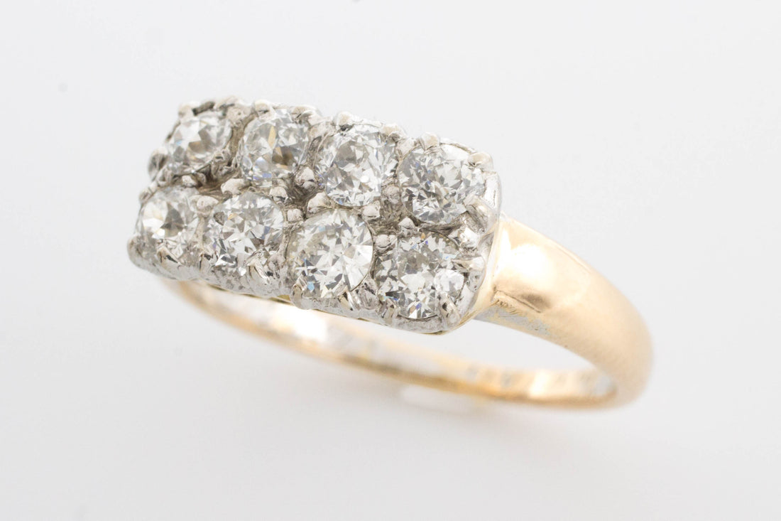 Edwardian old cut diamond double row ring.-Antique rings-The Antique Ring Shop