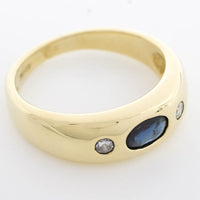 Sapphire and diamond trilogy ring in 18 carat gold.-Vintage & retro rings-The Antique Ring Shop