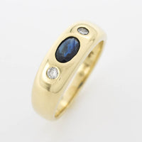 Sapphire and diamond trilogy ring in 18 carat gold.-Vintage & retro rings-The Antique Ring Shop