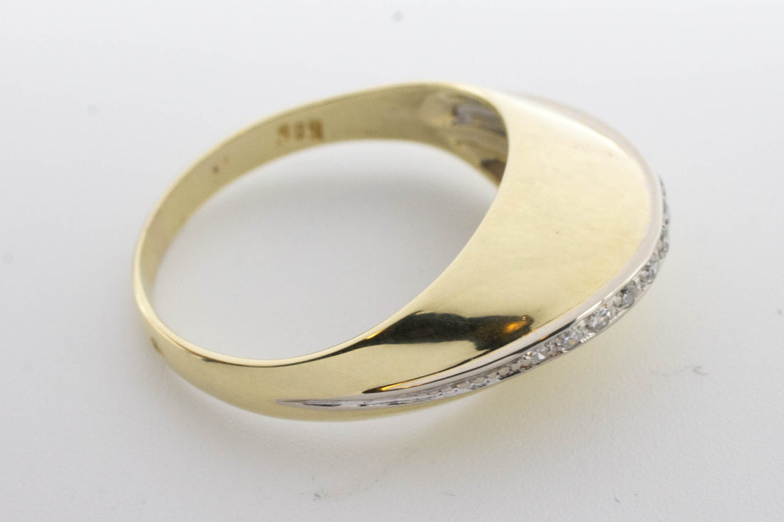 Arch style ring with half cut diamonds in 14 carat gold-Vintage & retro rings-The Antique Ring Shop, Amsterdam
