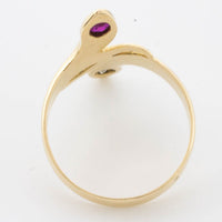 Ruby and diamond snake ring in 18 carat gold.-Antique rings-The Antique Ring Shop