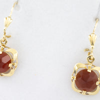 14 carat gold earings with cornelian-The Antique Ring Shop