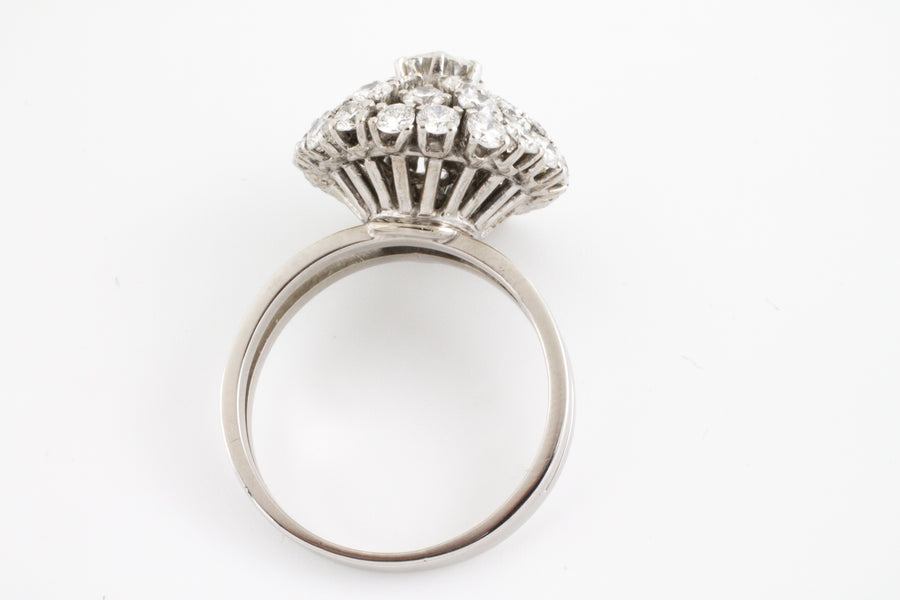 Vintage diamond dome cluster ring in white gold-Vintage & retro rings-The Antique Ring Shop