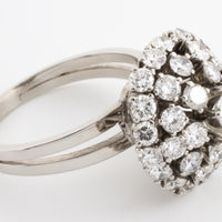 Vintage diamond dome cluster ring in white gold-Vintage & retro rings-The Antique Ring Shop