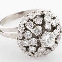 Vintage diamond dome cluster ring in white gold-Vintage & retro rings-The Antique Ring Shop