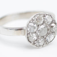 14 Carat White Gold Cluster Ring with 1/2 & Old Cut Diamonds-Antique rings-The Antique Ring Shop, Amsterdam