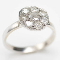 14 Carat White Gold Cluster Ring with 1/2 & Old Cut Diamonds-Antique rings-The Antique Ring Shop, Amsterdam