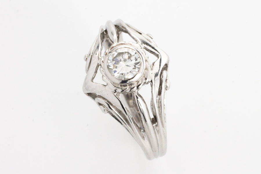 Diamond ring in 14 carat white gold-Vintage & retro rings-The Antique Ring Shop