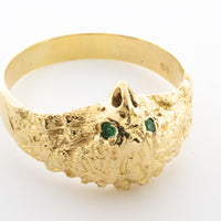 18 carat gold eagle ring with emerald eyes.-Vintage & retro rings-The Antique Ring Shop