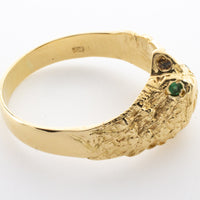 18 carat gold eagle ring with emerald eyes.-Vintage & retro rings-The Antique Ring Shop