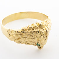 18 carat gold eagle ring with emerald eyes.-Vintage & retro rings-The Antique Ring Shop