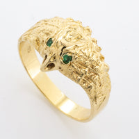 18 carat gold eagle ring with emerald eyes.-Vintage & retro rings-The Antique Ring Shop