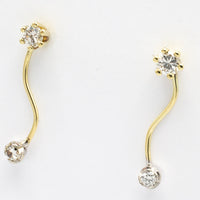 Double diamond pendant earrings in 14 carat gold.-Earrings-The Antique Ring Shop