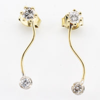 Double diamond pendant earrings in 14 carat gold.-Earrings-The Antique Ring Shop