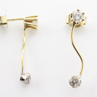 Double diamond pendant earrings in 14 carat gold.-Earrings-The Antique Ring Shop