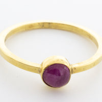 Cabochon ruby solitaire ring in 14 carat gold.-Vintage & retro rings-The Antique Ring Shop