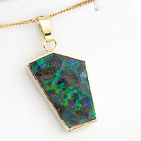 Opal pendant in 14 carat gold and silver.-Pendants-The Antique Ring Shop