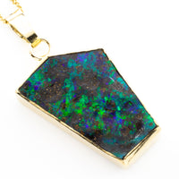 Opal pendant in 14 carat gold and silver.-Pendants-The Antique Ring Shop