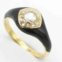 Victorian mourning ring with rose diamonds in 18 carat gold-Antique rings-The Antique Ring Shop, Amsterdam