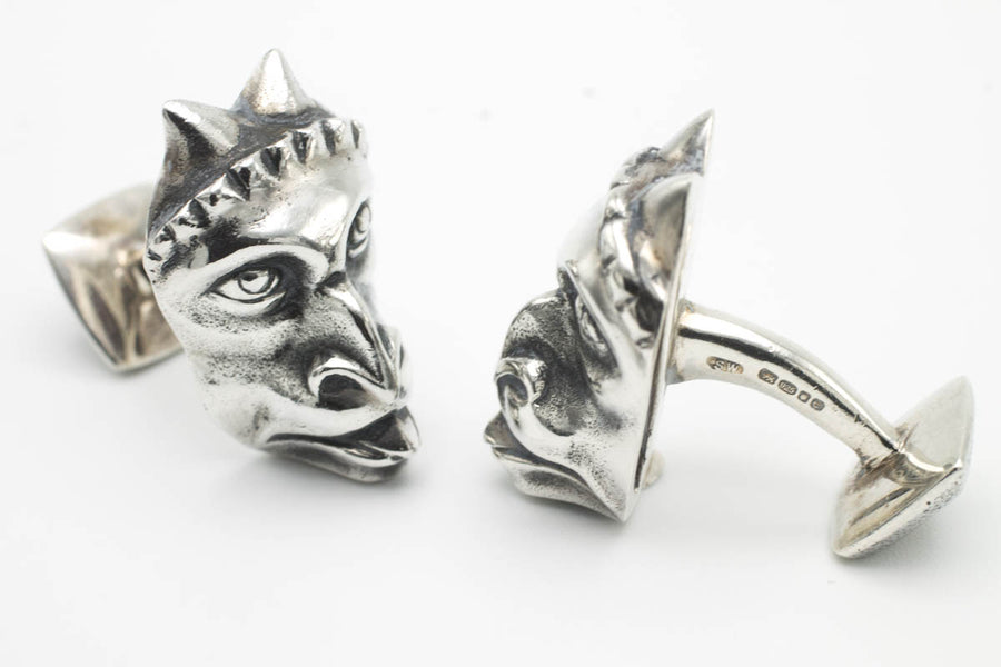 Silver Gargoyle cuff-links-Cuff links-The Antique Ring Shop, Amsterdam