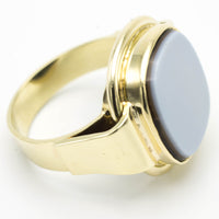 14 carat gold signet ring agate and onyx doublet-Vintage & retro rings-The Antique Ring Shop, Amsterdam