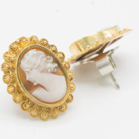 Cameo studs in gold and silver-Earrings-The Antique Ring Shop, Amsterdam