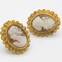 Cameo studs in gold and silver-Earrings-The Antique Ring Shop, Amsterdam