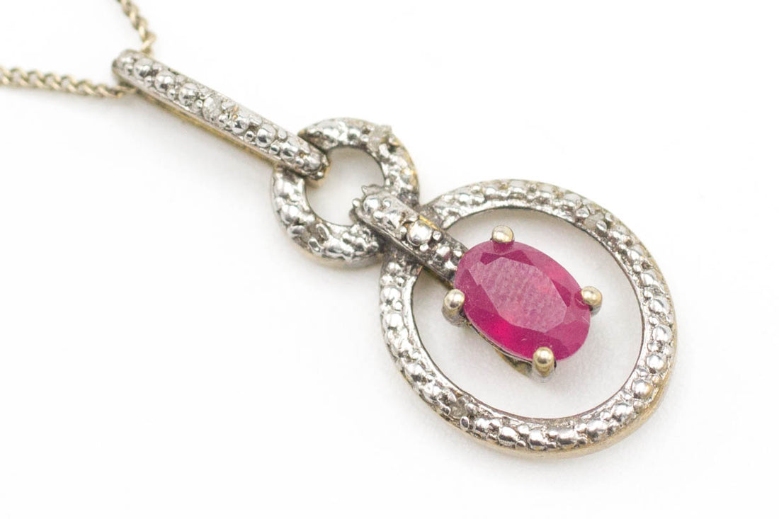 Ruby & Diamond Gold Plated Silver Collier-Pendants-The Antique Ring Shop, Amsterdam