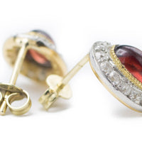 Garnet & Diamond Gold Studs-Earrings-The Antique Ring Shop, Amsterdam