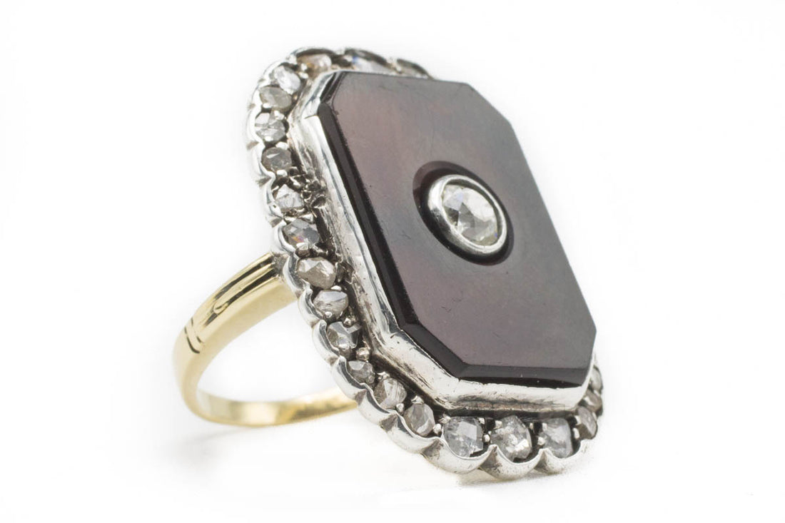 Antique Sardonyx & Diamond Gold Ring-Antique rings-The Antique Ring Shop, Amsterdam