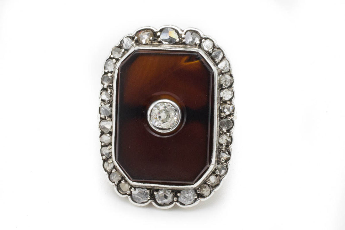 Antique Sardonyx & Diamond Gold Ring-Antique rings-The Antique Ring Shop, Amsterdam